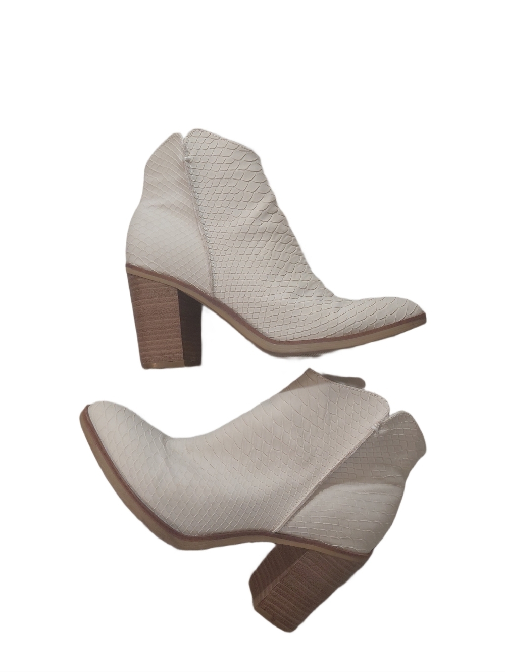 MIA Ivory Western Ankle Boot Women's Size 7.5 Snake Textured Bootie